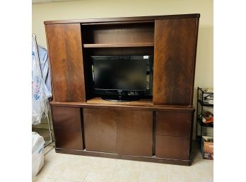 Large Executive Media Cabinet With File Drawer Storage (Basement)