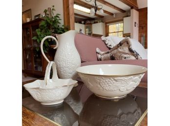 Lenox Fruits Of Life Bowl And Pitcher, And Lenox Dish With Handle