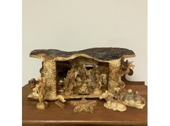 Extraordinary 27 Piece Carved Olive Wood Nativity From Bethlehem (Basement)