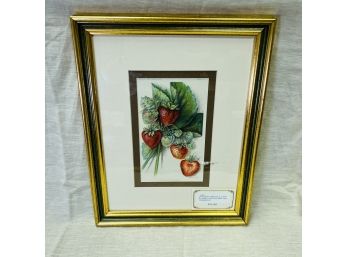 Framed Lithograph Print From The Dept. Of Agriculture 1912 Strawberries (Basement Room)