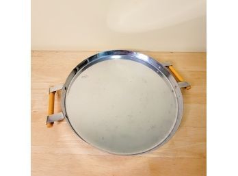 Silver Colored Revere Ware Tray With Bakelite Handles