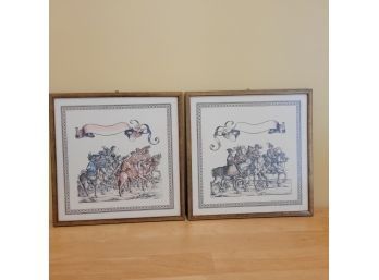 Ladies, Lads And Horses Prints. Set Of 2