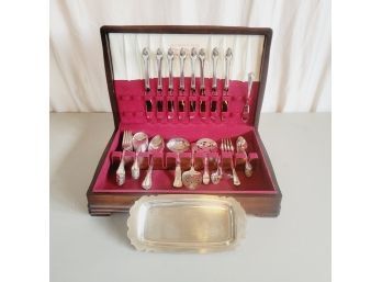 Rogers Brothers And H & T Silverware In Box And Dish