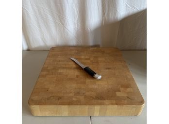 18' Boos Square Butcher Block With Vintage Knife