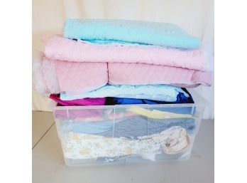 Large Fabric Lot Including Pink And Blue Padded Material