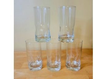 Set Of 5 Side Indent Glasses