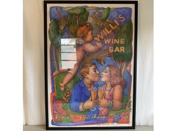 Large Willi's Wine Bar Paris Framed Poster 29'x40.5'