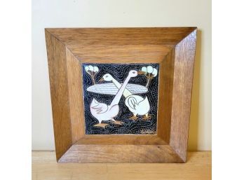 Signed Vintage Aida Whedon Geese Wall Art Tile