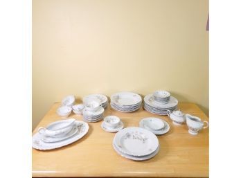 Winterling Bavaria Grand Black Rose China With Platinum Trim Service For 8 (minus 1 Tea Cup) & Serving Dishes