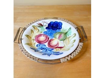 Fruit Plate With Wicker- Wire  Handles