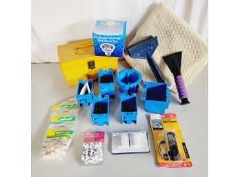 Lot Of Electrical Covers, Rug Mats, Plastic Box, Ice Scrapers And Other