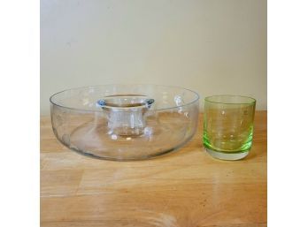 Krosno Glass From Poland. Glass And Chip And Dip Bowl