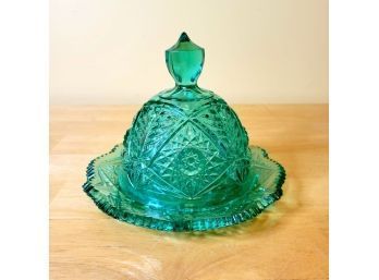 Vintage Tiara Indiana Aquamarine Butter Dish