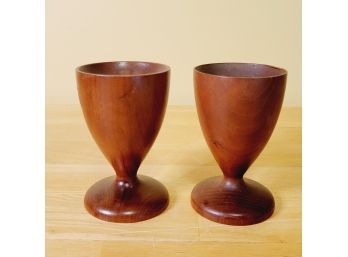 Set Of 2 Genuine Teak Candlestick Holders. Made In Hong Kong