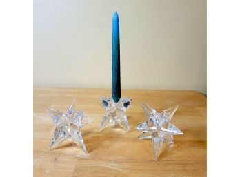 Starburst Candlestick Holders Cut Glass