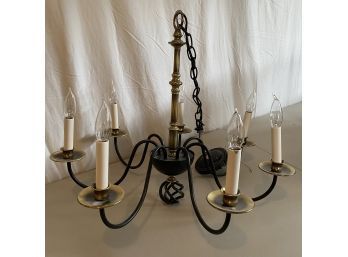 21' Black And Bronzed Faux-Candle Ceiling Chandelier