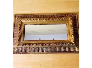 Vintage Wood Accent Mirror In Red And Gold