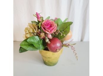 Faux Floral And Fruit Centerpiece