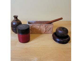 Wood And Pottery Lot