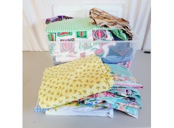 Vintage Fabric Lot. Clear Bin.