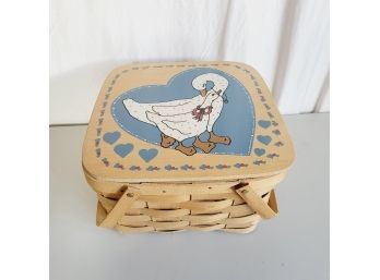 Lidded And Handled Geese Basket