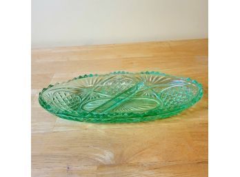 Vintage Viking Glass Divided Dish  Aquamarine