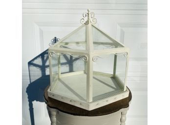 Hexagonal White Metal And Glass Terrarium