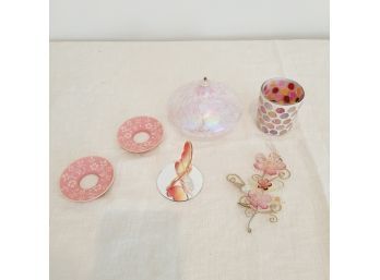 Pink Candle Holders, Butterfly And Other Things In Pink (Table Lr)