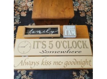 Set Of 4 Wooden Signs