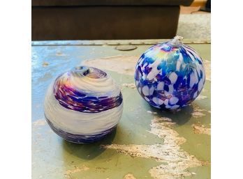 Purple/Blue Glass-Blown Oil Lamp Orbs (Shelf)