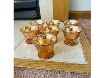 Set Of 7 Marigold Carnival Glass Dishes