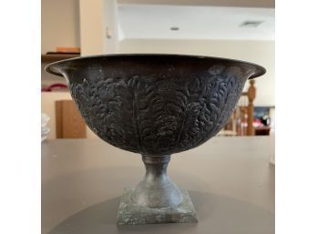 Vintage Ornate Metal Pedestal Bowl