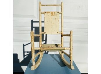 Vintage White Wooden Doll's Rocking Chair