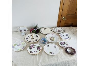 Violet And Purple Floral Vintage Luncheon Plate Assortment