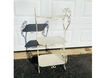 Vintage White Metal Three-Tier Shelf