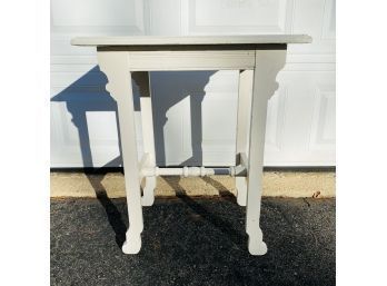 Vintage White Refinished Solid Wood Accent Table