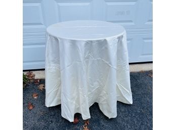 Round Occasional Table With Custom Made Off-white Tablecloth (JC)