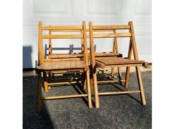 Set Of Four Children's Wooden Folding Chairs