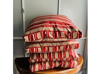 Set Of Four 25' Red Striped Pillows (LG)