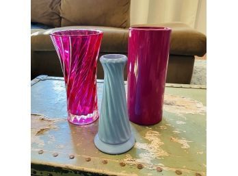 Assorted Ceramic And Glass Vase Lot (Shelf)