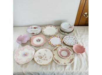 Huge Assortment Of Vintage Dishes In Pink Hues