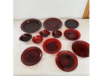 Vintage Red Glass Dishes