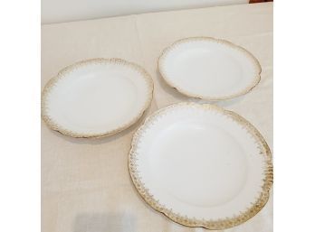 Limoges France Gold Rim Dinner Plates (table Lr)