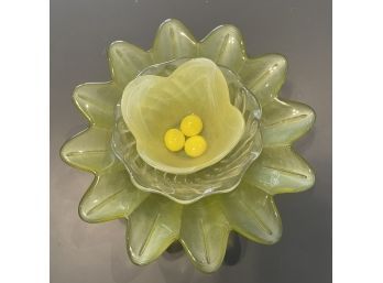 Unique Vintage Yellow Glass Flower