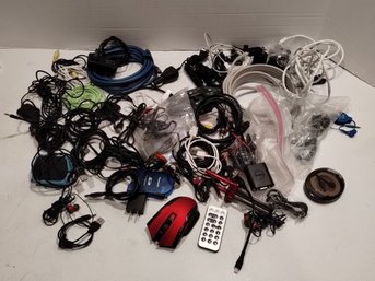 Large Assortment Of Computer Cords And Accessories