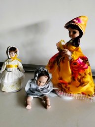 3 Vintage Dolls Grouping