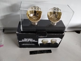 Double Gold Glove Baseball Holder Display Case