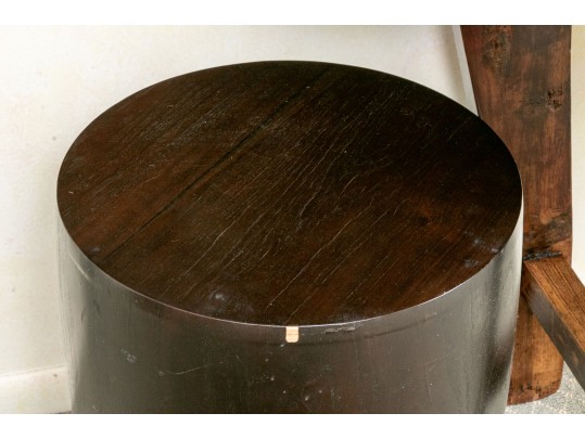 Painted Wood Side Table In Drum Form