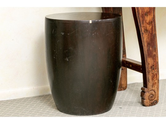 Painted Wood Side Table In Drum Form