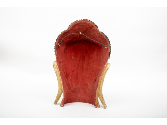 Carved Polychrome Buddha Wall Plaque